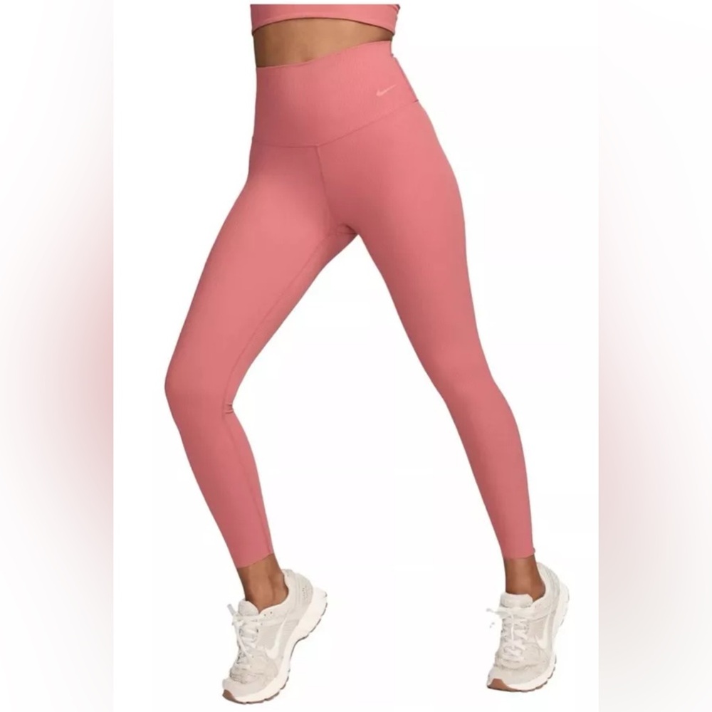 Nike Zenvy Rib Gentle-Support High-Waisted 7/8 Leggings, XL, Canyon Pink NWT